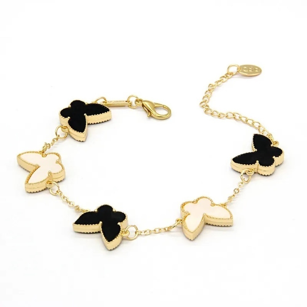 *WILLA* Gold x Black White Butterfly Fashion Bracelet